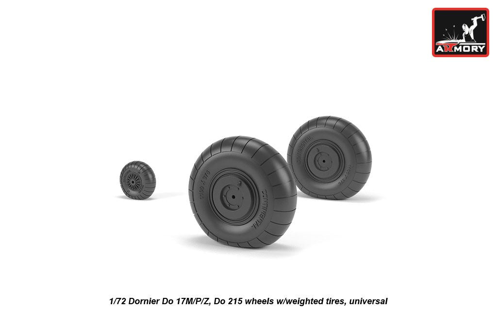 Armory AW72205 1:72 Dornier Do-17M-1/Do-17P-1/Do-17Z-2/Do-17-10, Do-215B-2/Do-215B-5 wheels w/weighted tires/tyres