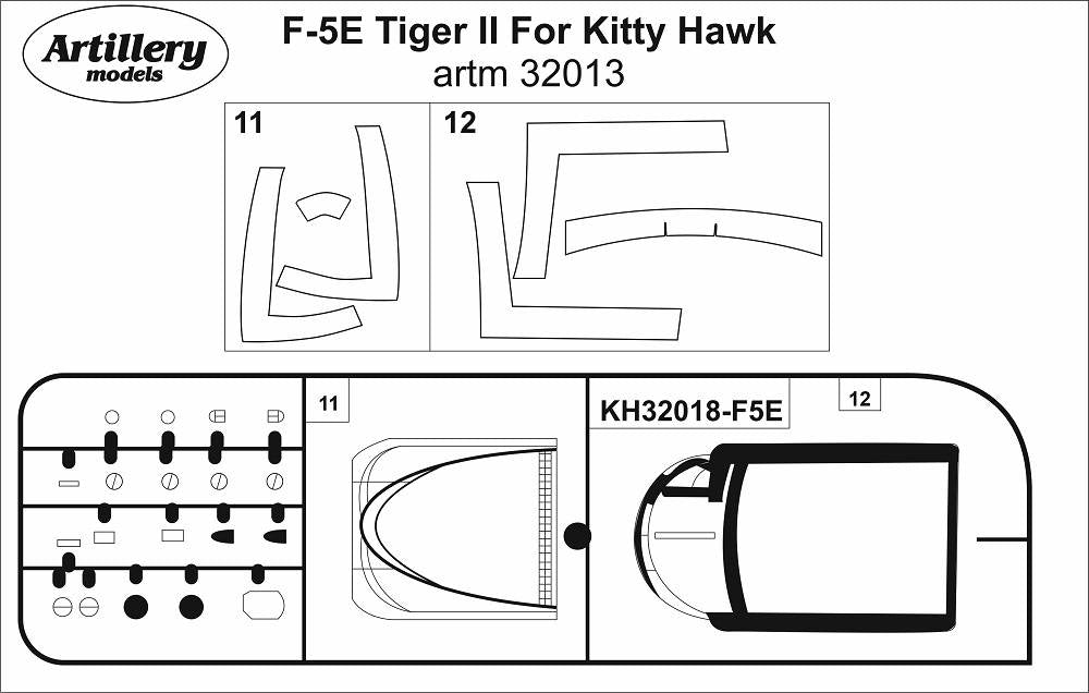 Artillery M32013 1:32 Northrop F-5E Tiger canopy frame paint mask