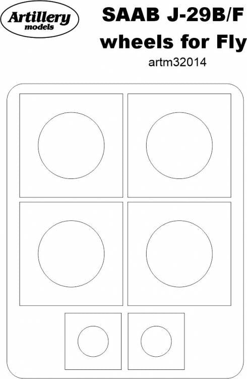 Artillery M32014 1:32 Saab J-29F/Saab J-29B wheels paint masks(designed to be used with Fly kits)