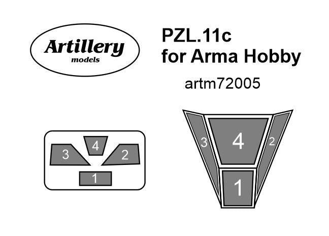 Artillery M72005 1:72 PZL P.11c canopy frame paint mask