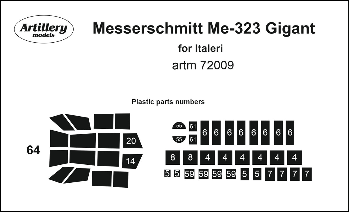 Artillery M72009 1:72 Messerschmitt Me-323 Gigant canopy frame paint mask