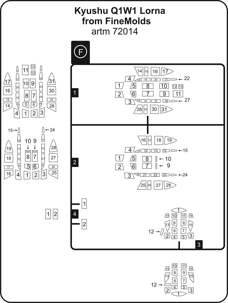 Artillery M72014 1:72 Kyushu Q1W1 Lorna canopy frame paint mask