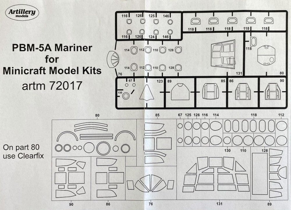 Artillery M72017 1:72 Martin PBM-5A Mariner canopy frame paint mask