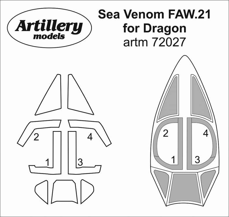 Artillery M72027 1:72 de Havilland Sea Venom FAW.21 canopy frame paint mask