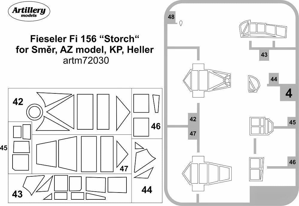 Artillery M72030 1:72 Fieseler Fi-156C-3 'Storch' / MS.500 canopy frame paint mask