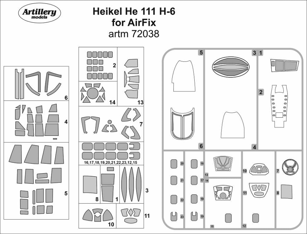 Artillery M72038 1:72 Heinkel He-111H-6 canopy frame paint mask