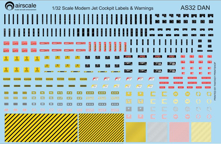 Airscale AS32DAN 1:32 Modern Cockpit Data and Warning Decals