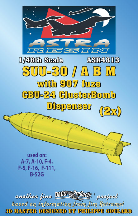 Daco Products ASR4813 1:48 SUU-30/ABM with 907 fuze CBU-24 Cluster Bomb Dispenser x 2