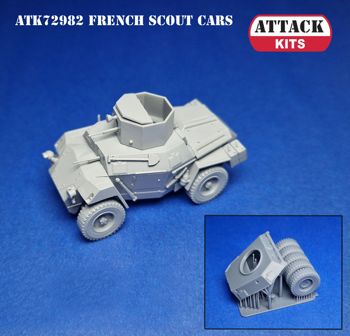 Attack Kits 72982 1:72 French Scout Car - Indochina 1946-54 3D print: wheels, turret, French guns