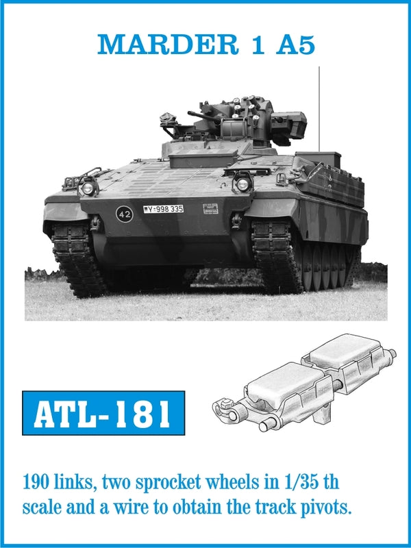 Friul Modellismo ATL-181 1:35 MARDER 1A5: 190 links, two sprocket wheels in 1/35 th scale and a wire to obtain the track pivots.