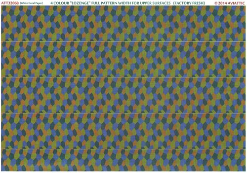 Aviattic ATT32068 1:32 4 colour lozenge full pattern width for upper surfaces (factory fresh) (printed on white decal paper)