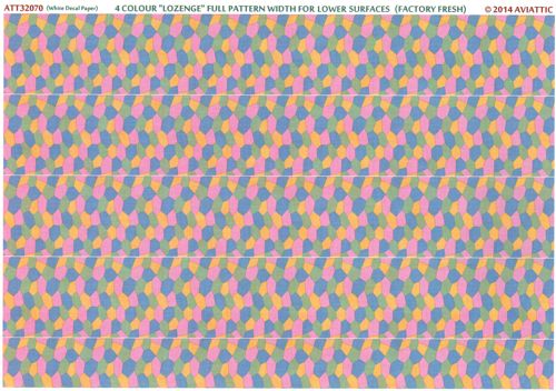 Aviattic ATT32070 1:32 4 colour lozenge full pattern width for lower surfaces (factory fresh) (printed on white decal paper)