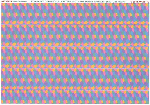 Aviattic ATT32074 1:32 5 colour lozenge full pattern width for lower surfaces (factory fresh) (printed on white decal paper)
