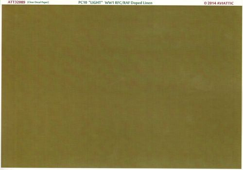 Aviattic ATT32089 1:32 PC10 light WWI RFC/RAF doped linen (printed on clear decal paper)
