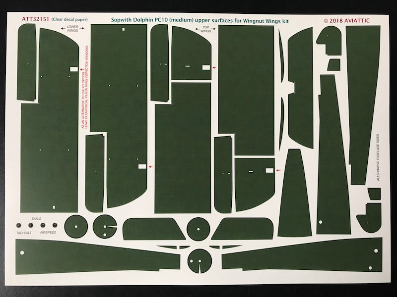 Aviattic ATT32151 1:32 Sopwith 5F.1 Dolphin PC10 (medium) upper surfaces (Clear decal paper)