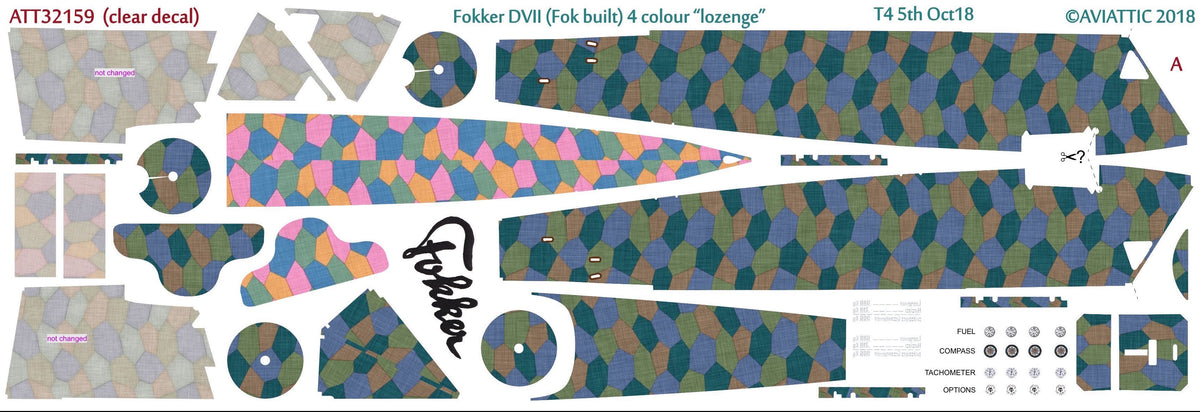 Aviattic ATT32159 1:32 Fokker D.VII (Fokker built) 4 colour 'lozenge' fuselage (new fuselage set)