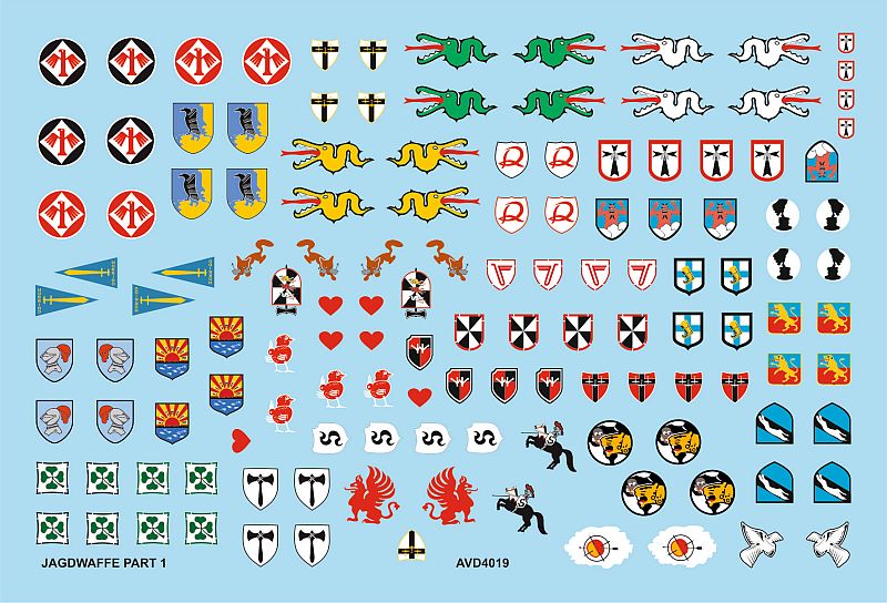 Avalon 4019 1:48 Luftwaffe Fighter Unit Emblems ' Jagdwaffe Pt.1