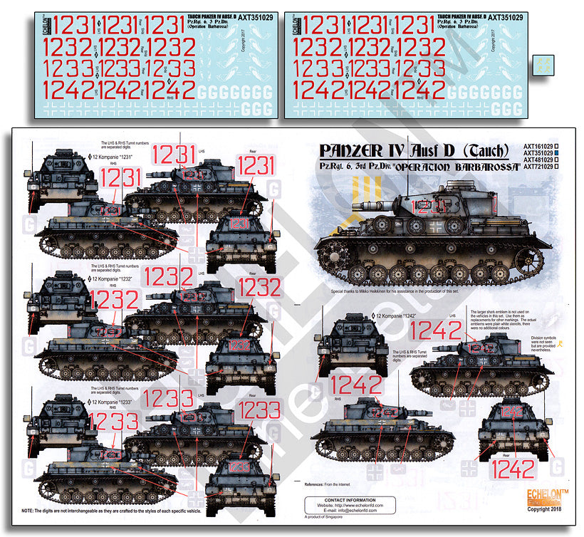 Echelon FD AXT351029 1:35 Pz.Rgt. 6 Pz.Kpfw.IV Ausf.Ds (Tauch) - Operation Barbarossa