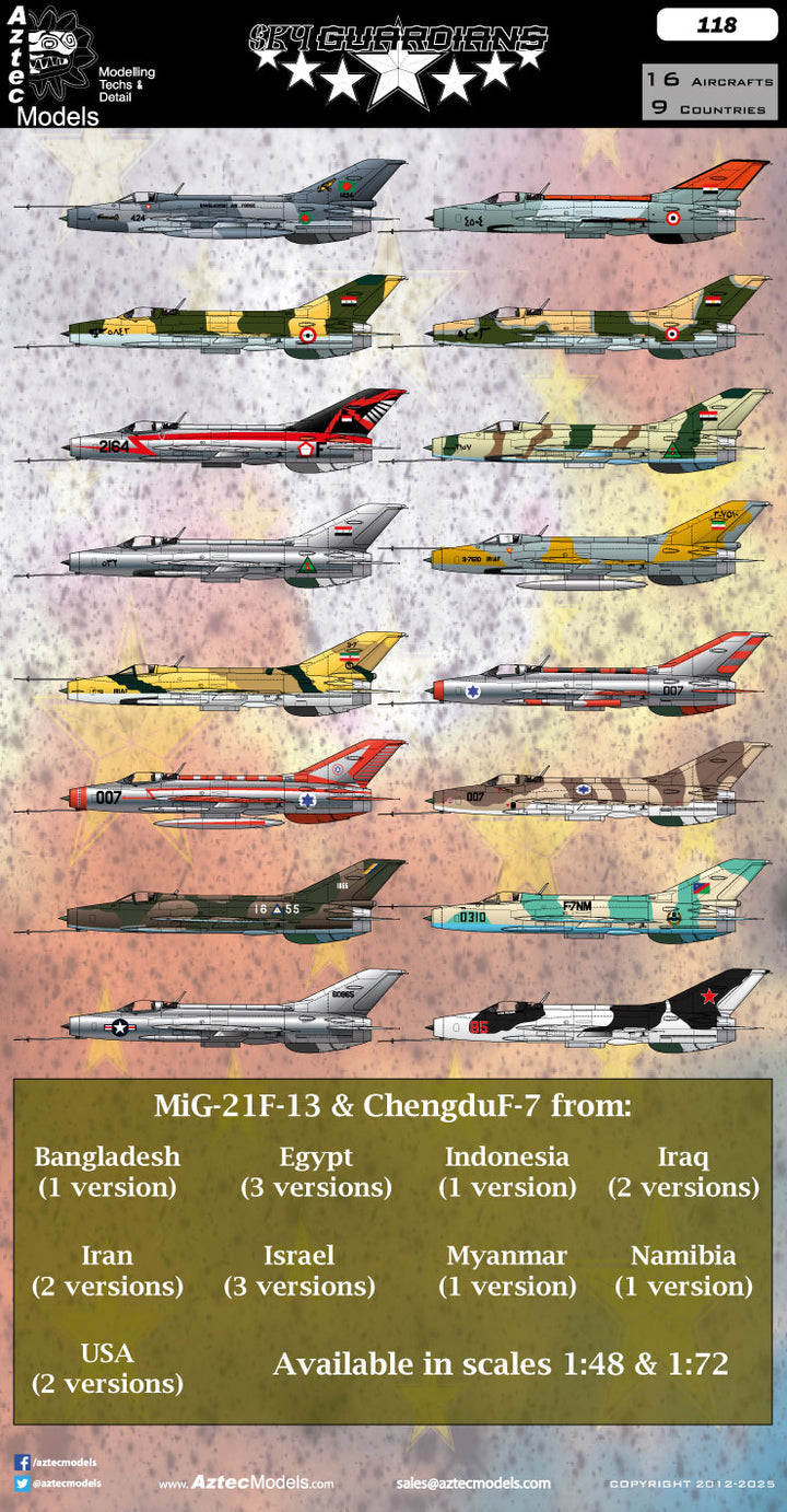 Aztec 118 1:72 Sky Guardians (MiG-21F-13 & Chengdu F-7)