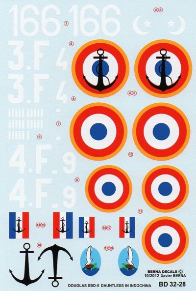 Berna Decals BD32-28 1:32 French Douglas SBD-5 Dauntless over Indochina