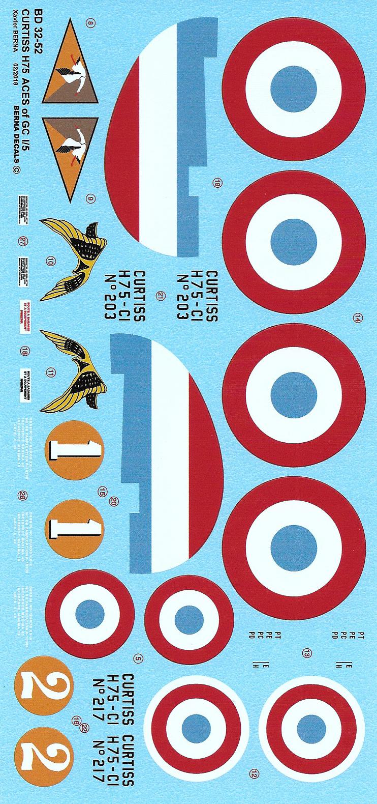 Berna Decals BD32-052 1:32 Curtiss H-75 Hawk (P-36) Aces of GC I/5