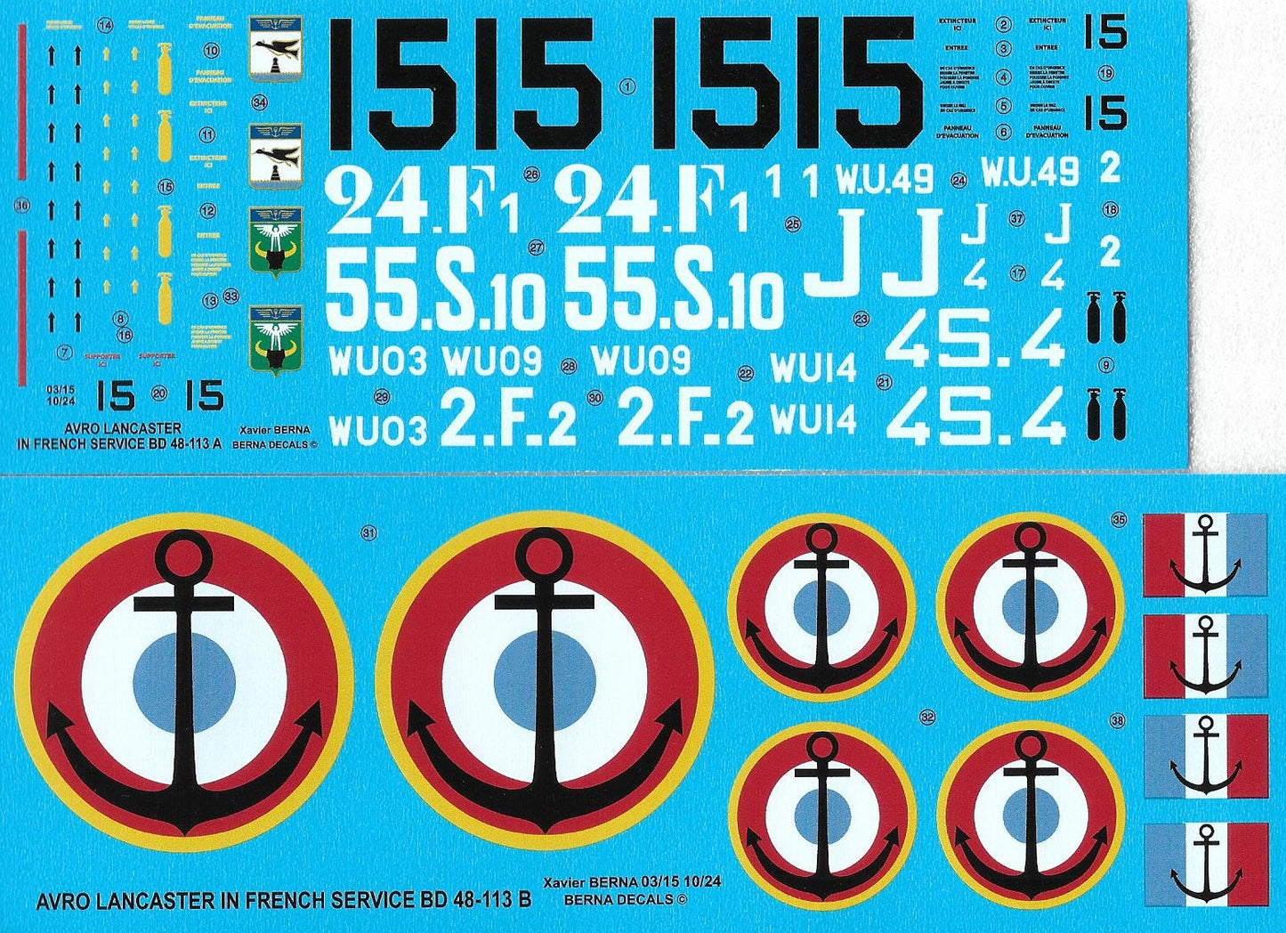 Berna Decals 48-113M 1:48 Avro Lancaster B.I/III & Mk.VII Aeronautique Navale :