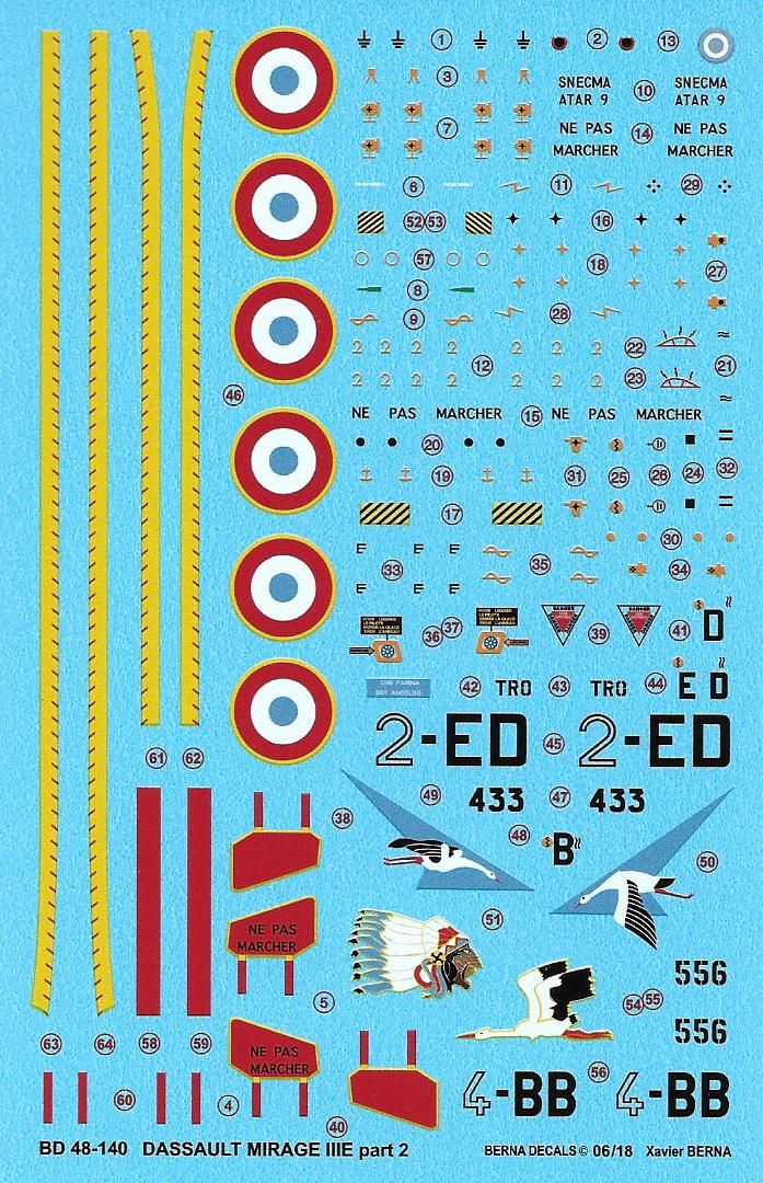 Berna Decals BD48-140 1:48 Dassault Mirage IIIE Armeé de l'Air Part 2