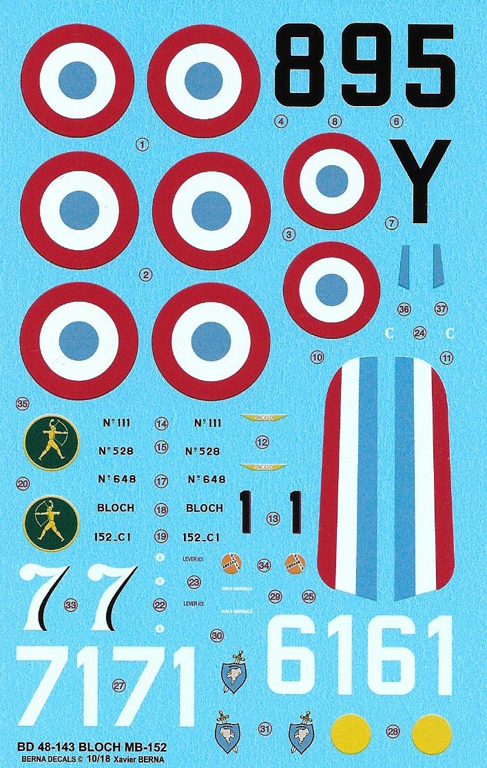 Berna Decals BD48-143 1:48 Aces on marcel-Bloch MB.152