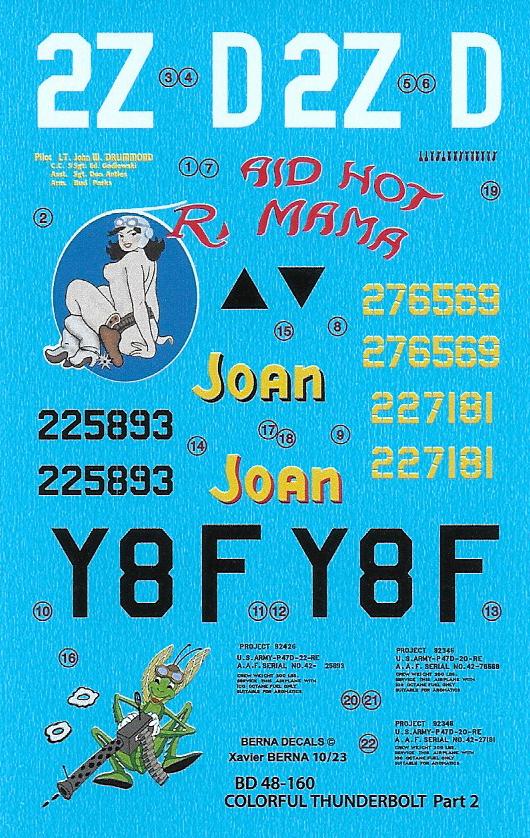 Berna Decals BD48-160 1:48 Republic P-47D Colourful Thunderbolts Part 2: