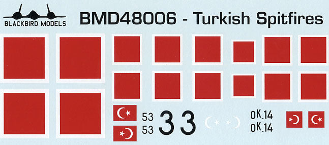 Blackbird Models D48006 1:48 Turkish Supermarine Spitfires