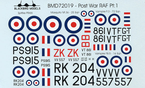 Blackbird Models D72019 1:72 Post War RAF Part 1