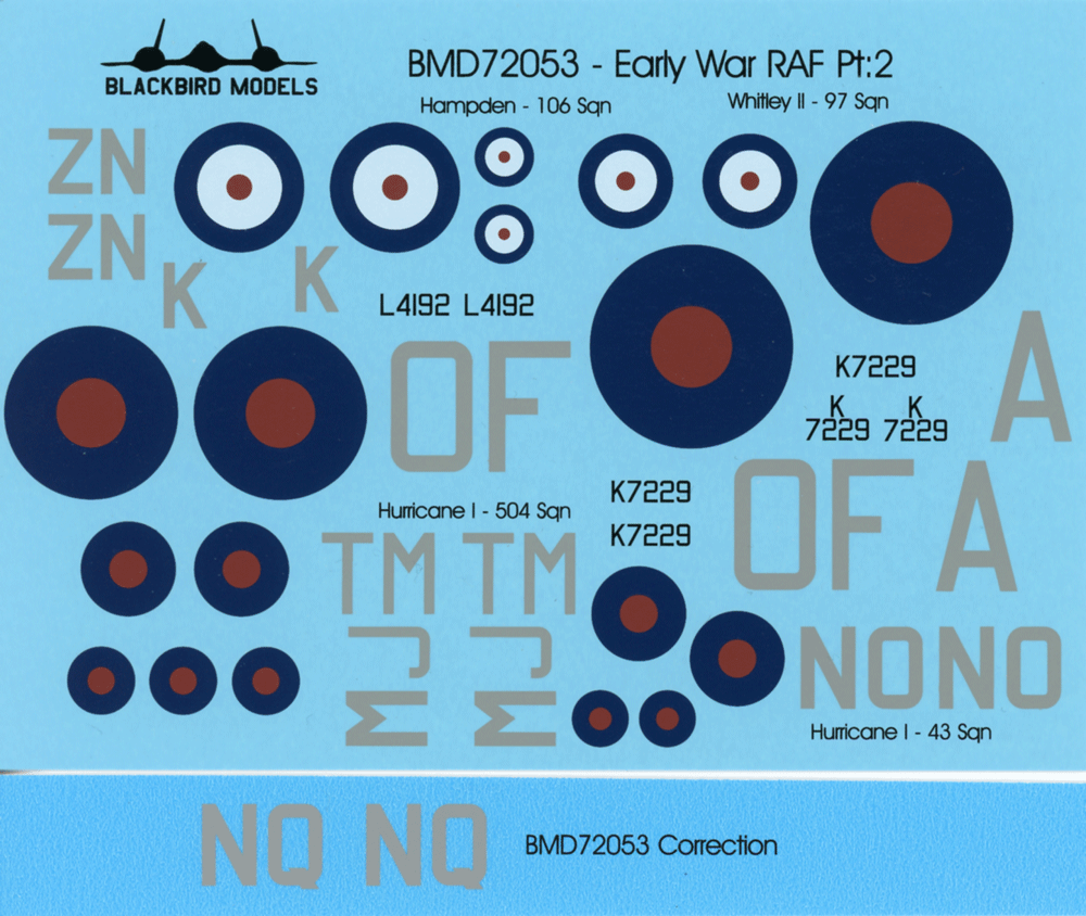 Blackbird Models BMD72053 1:72 Early War RAF Pt:2