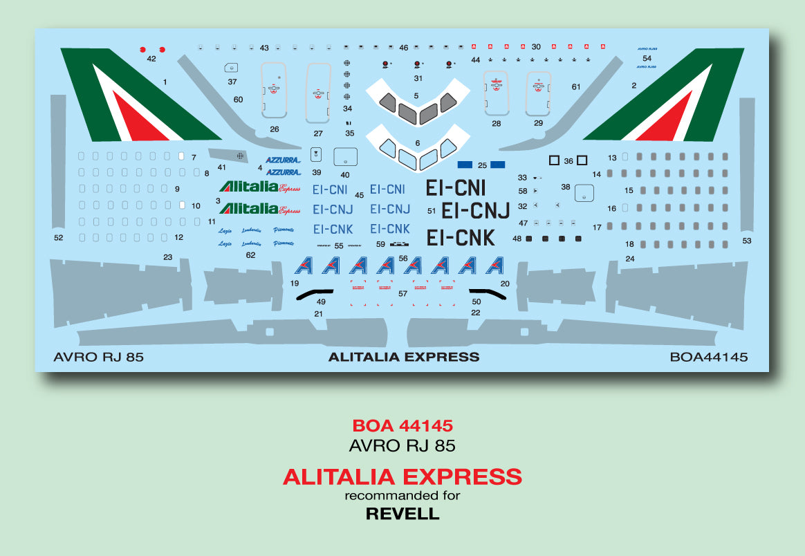 Boa Decals BOA 44145 1:144 Decals AVRO RJ 85 Ailitalia Express
