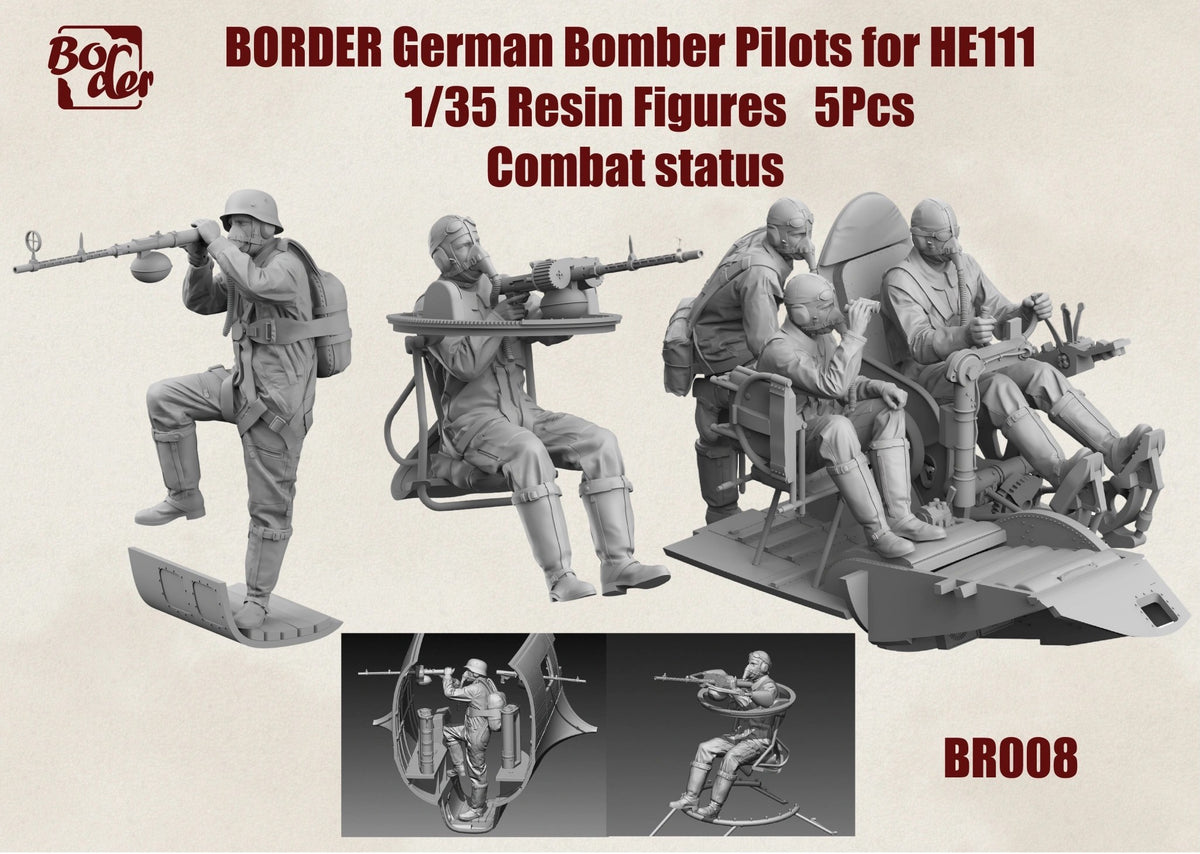 Border Model BR-008 1:35 Heinkel He-111H-6 German Bomber Pilots seated IN ACTION x 5 figures