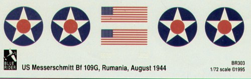 Blue Rider BR-303 1:72 Messerschmitt Bf-109G in US colours, Rumania 1944