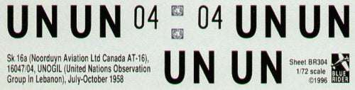 Blue Rider BR-304 1:72 North-American T-6G Texan 16047 coded 04 with United Nations (UN) Observation Group in Lebanon 1958