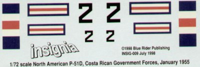 Blue Rider BR-309 1:72 North-American P-51D Mustang Costa Rica No 2 1855