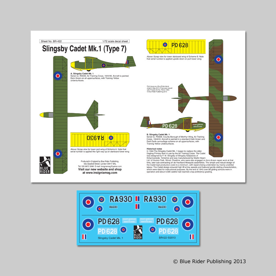 Blue Rider BR-422 1:72 Slingsby Kirby Cadet Mk.1.