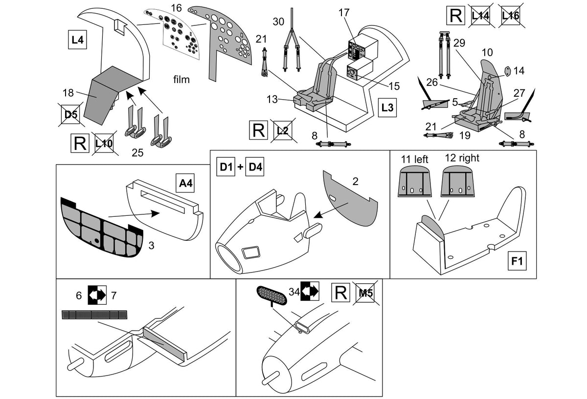 Brengun BRL72301 1:72 de Havilland Mosquito B MK.IV PE set