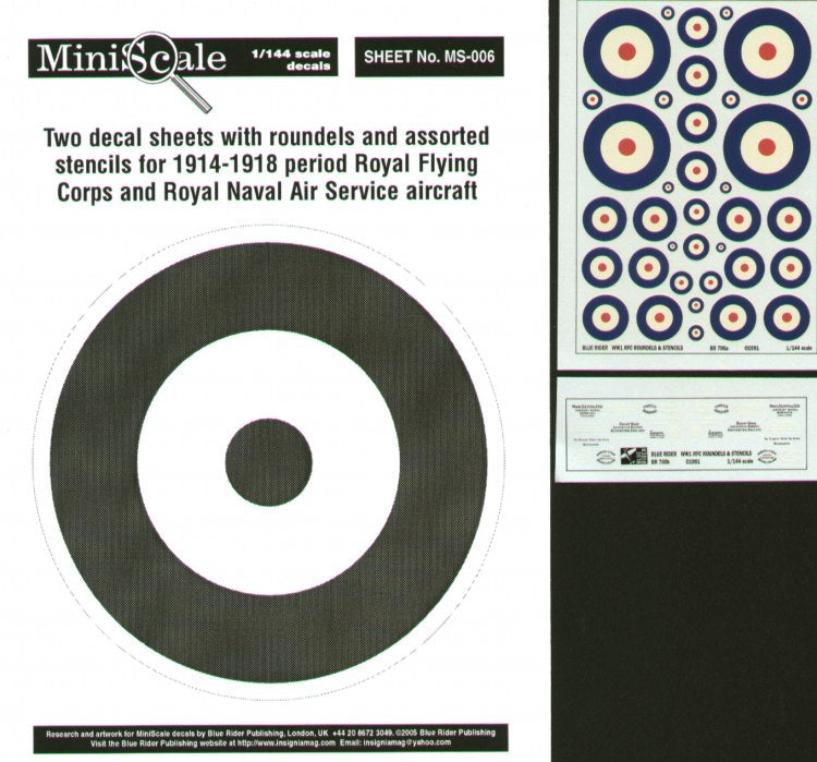 Blue Rider BR-MS006 1:144 RFC/RNAS Roundels (Royal Flying Corps and Royal Naval Air Service roundels)