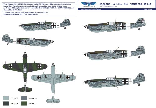 Attittude Aviation BUC-32008 1:32 Hispano HA-1112 'Memphis Belle Movie' Decal Sheet