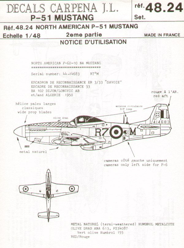 Colorado decals 48.24 1:48 P-51 Mustang