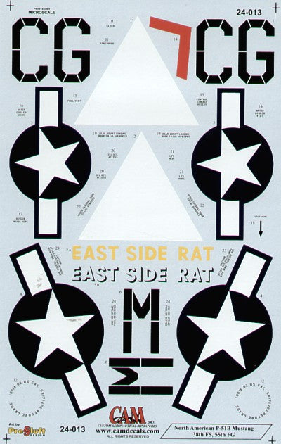 CAM 24013 1:24 North-American P-51B Mustang CG-M 38FS/55FG Cecil R. Watts 'East Side Rat'
