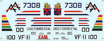 CAM 32001 1:32 McDonnell F-4J Phantom 157308 AA/100 VF-11 Red Rippers CAG USS Forrestal