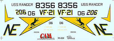 CAM 32002 1:32 McDonnell F-4J Phantom 158356 NE/206 VF-21 Freelancers USS Ranger