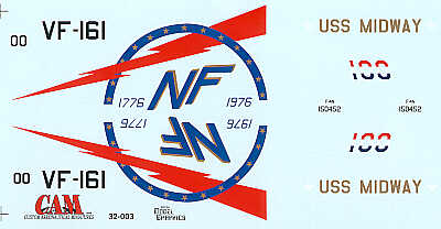 CAM 32003 1:32 McDonnell F-4N Phantom 150452 NF/100 VF-161 Vigilantes Bi-Centennial