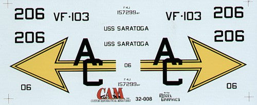 CAM 32008 1:32 McDonnell F-4J Phantom 157299 VF-103 Sluggers AC/206 USS Saratoga