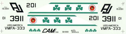 CAM 32033 1:32 McDonnell F-4J Phantom 153911 AJ/201 VMFA-333 Shamrocks USS America