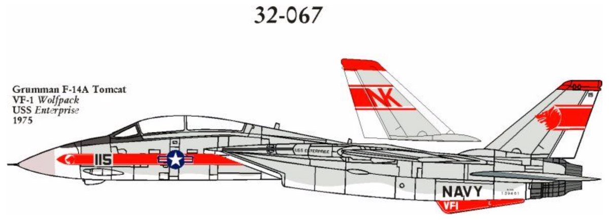 CAM 32067 1:32 Grumman F-14A Tomcat 159461 VF-1 Wolfpack NK/115 USS Enterprise