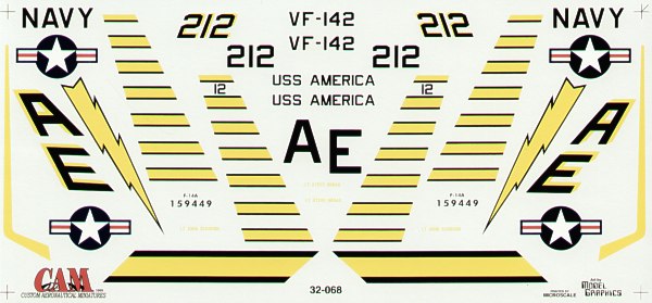CAM 32068 1:32 Grumman F-14A Tomcat 159449 VF-142 Ghostriders AE/212 USS America